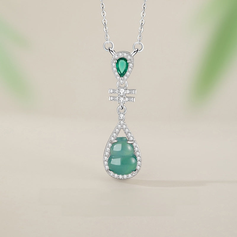 Gourd Jadeite Necklace & Earrings-Blessings and Prosperity