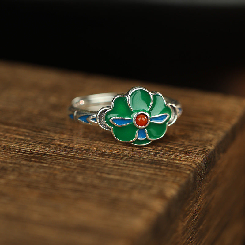 Quiet Renewal-Lotus Leaf Red Agate Ring