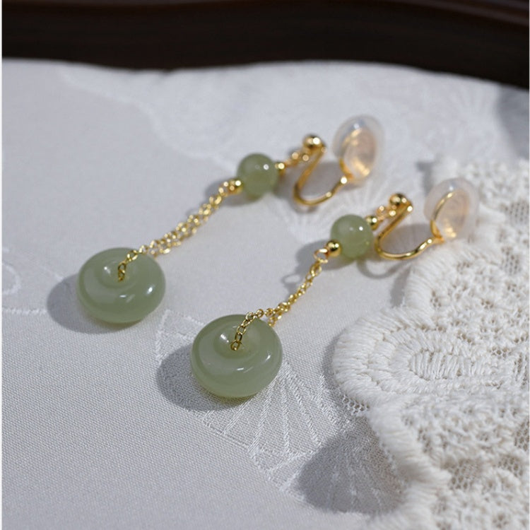 Nephrite Jade Peace Knot Drop Earrings-Timeless Serenity