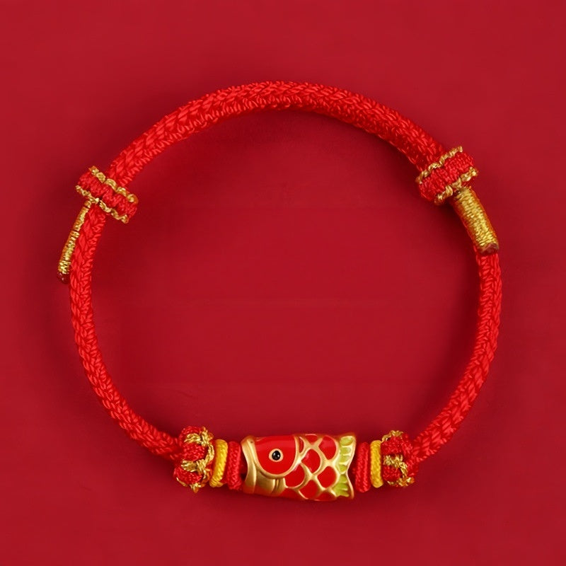 Koi Fish Red String Bracelet-Red Enamel