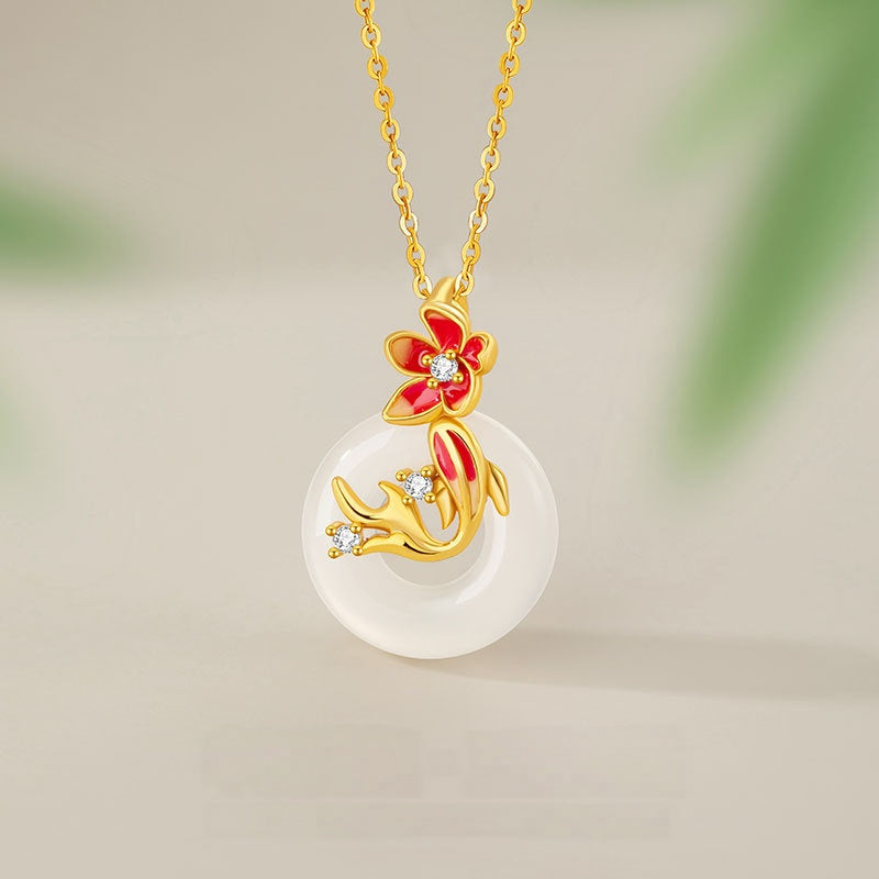 Peace & Good Fortune-Koi Fish Chalcedony Necklace