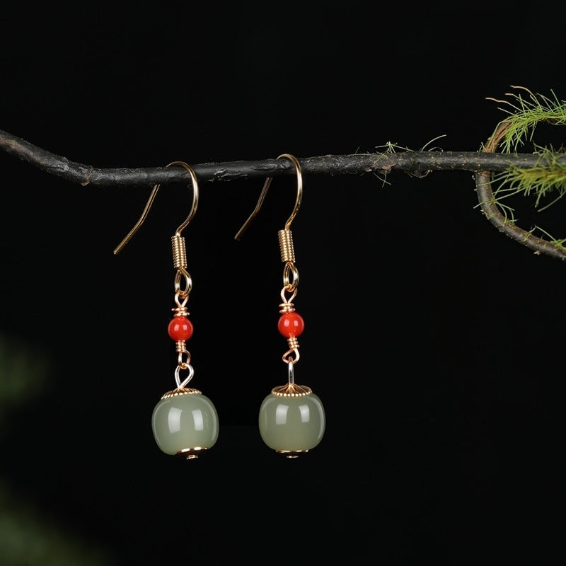 Nephrite Jade Drop Earrings-Gentle Serenity