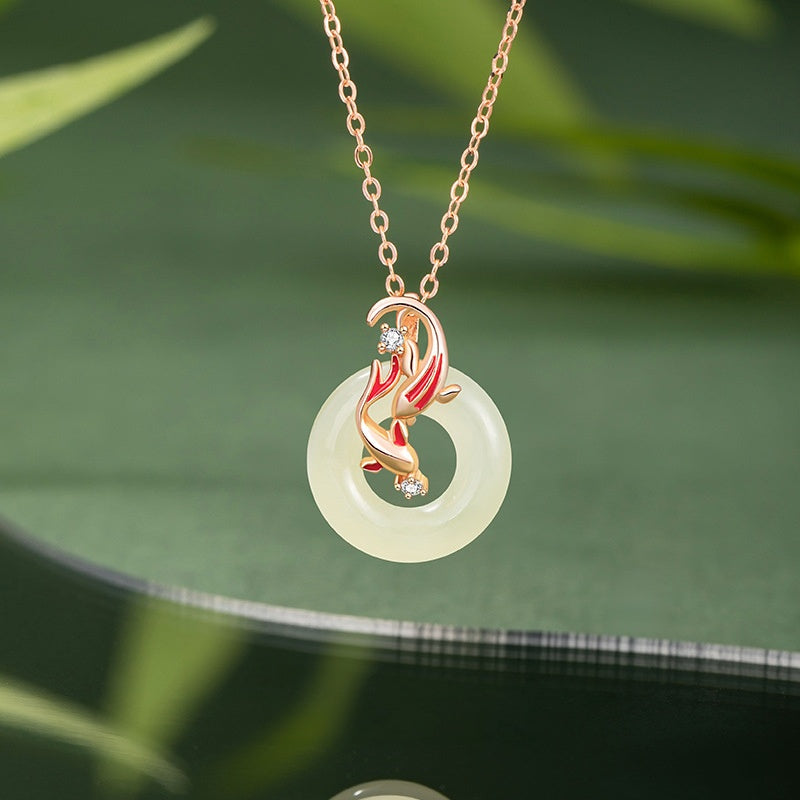 Hope in Every Turn-Koi Fish Nephrite Jade Necklace