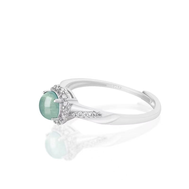 Ice Jade Wealth Silver Ring(Adjustable)
