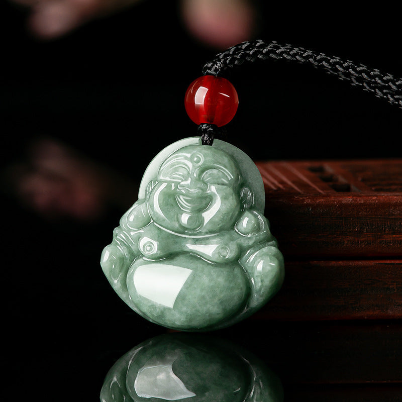 Prosperity Blessing Laughing Buddha Jade Pendant Necklace