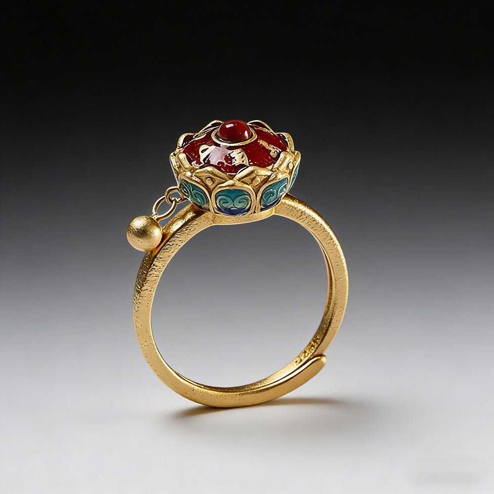 Eight-Petal Lotus Spinning Ring-Tranquil Grace