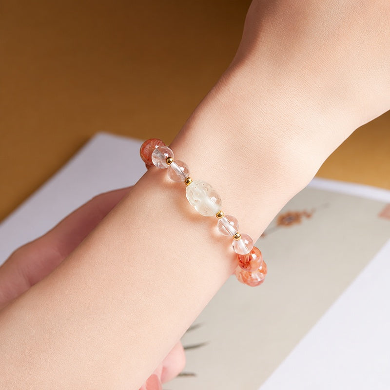 Supplier model wearing the Pixiu crystal bracelet