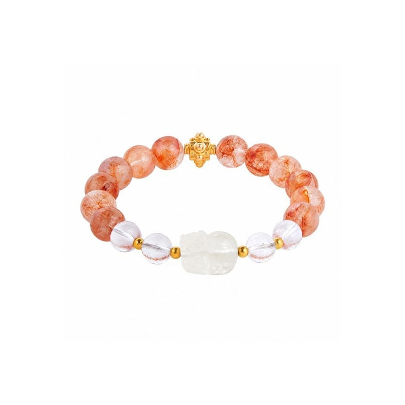 Pixiu crystal bracelet on white background