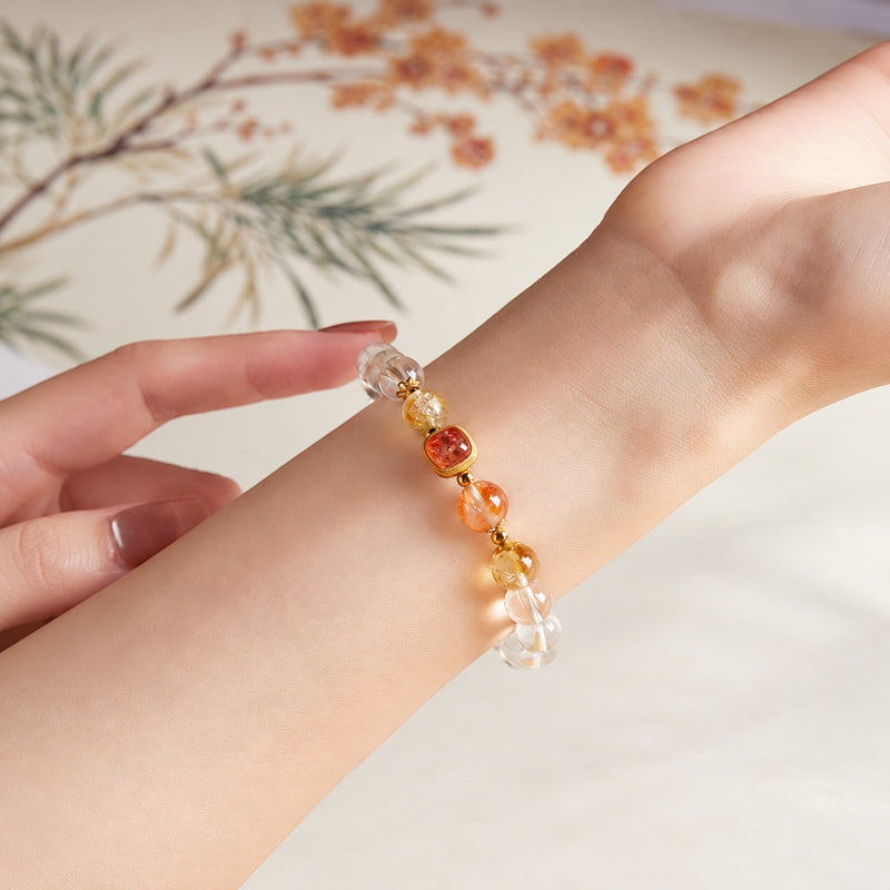 Original supplier wrist detail with red flower quartz accents