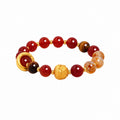 999 fine silver lotus bracelet with red agate on white