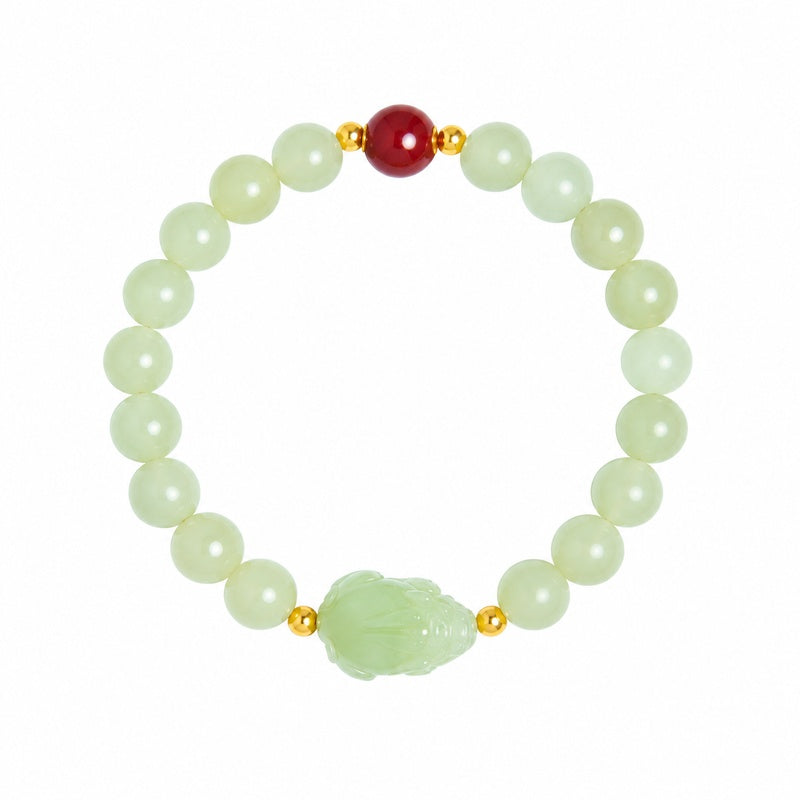 Nephrite jade toad bracelet on white