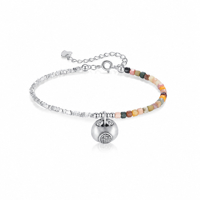 Agate fortune bag bracelet white