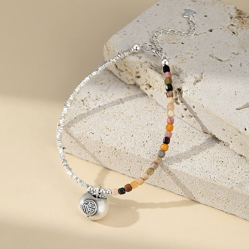 Agate fortune bag bracelet stone background