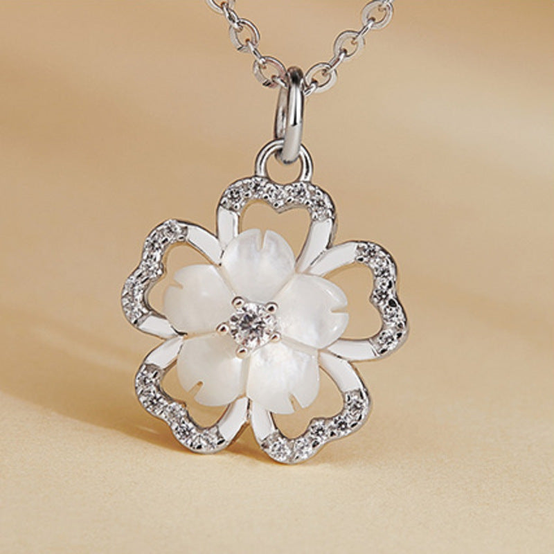 Cherry blossom mother-of-pearl necklace - 05-front