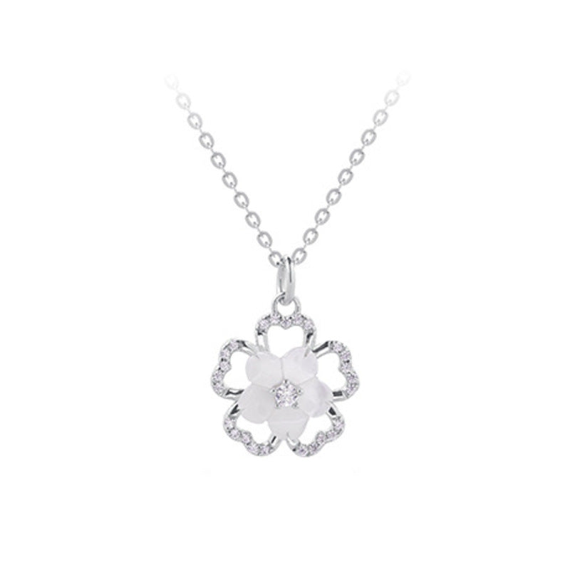 Cherry blossom mother-of-pearl necklace - 06-white