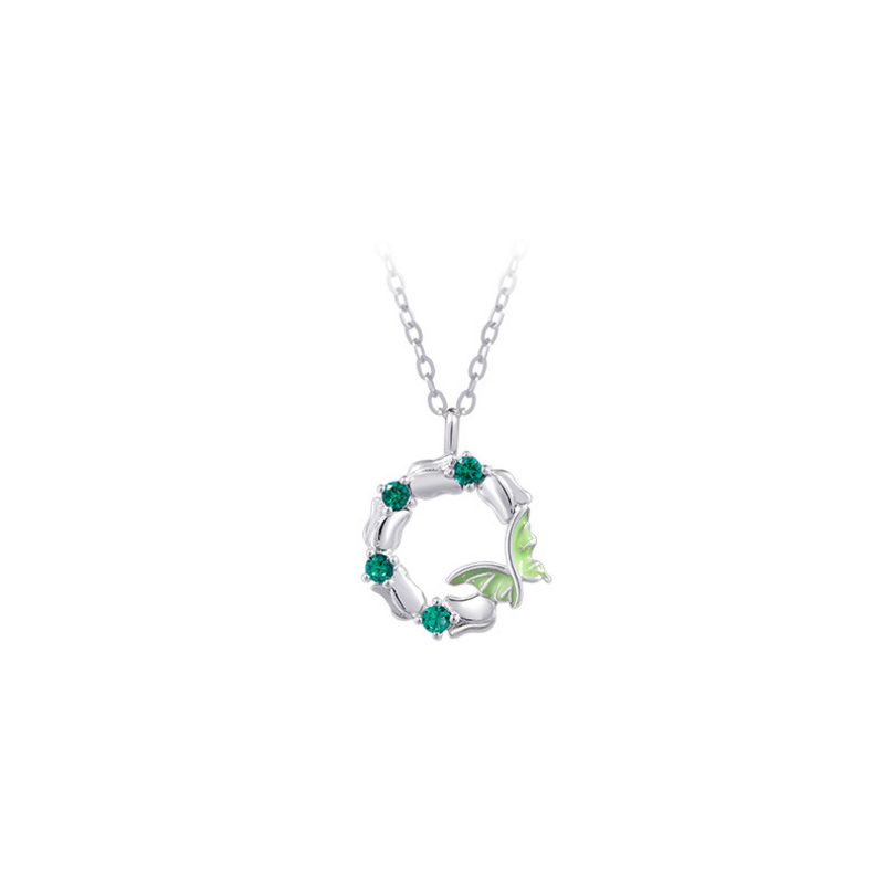 Original white background view of the butterfly wreath pendant