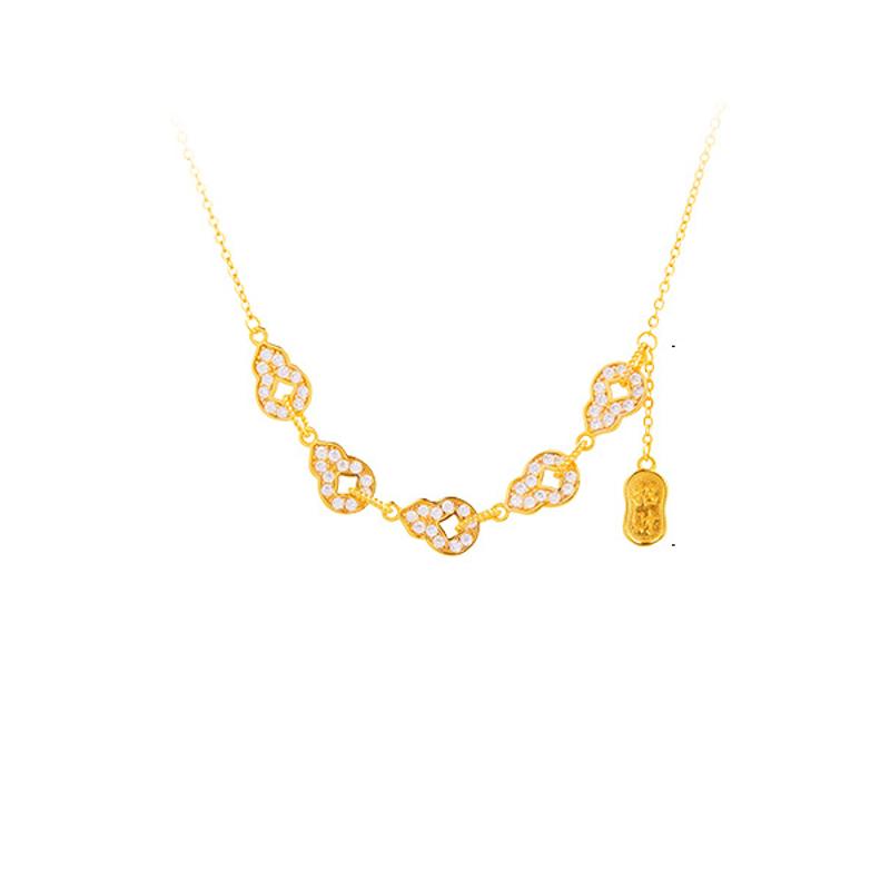 Five-gourd 925 silver necklace on white