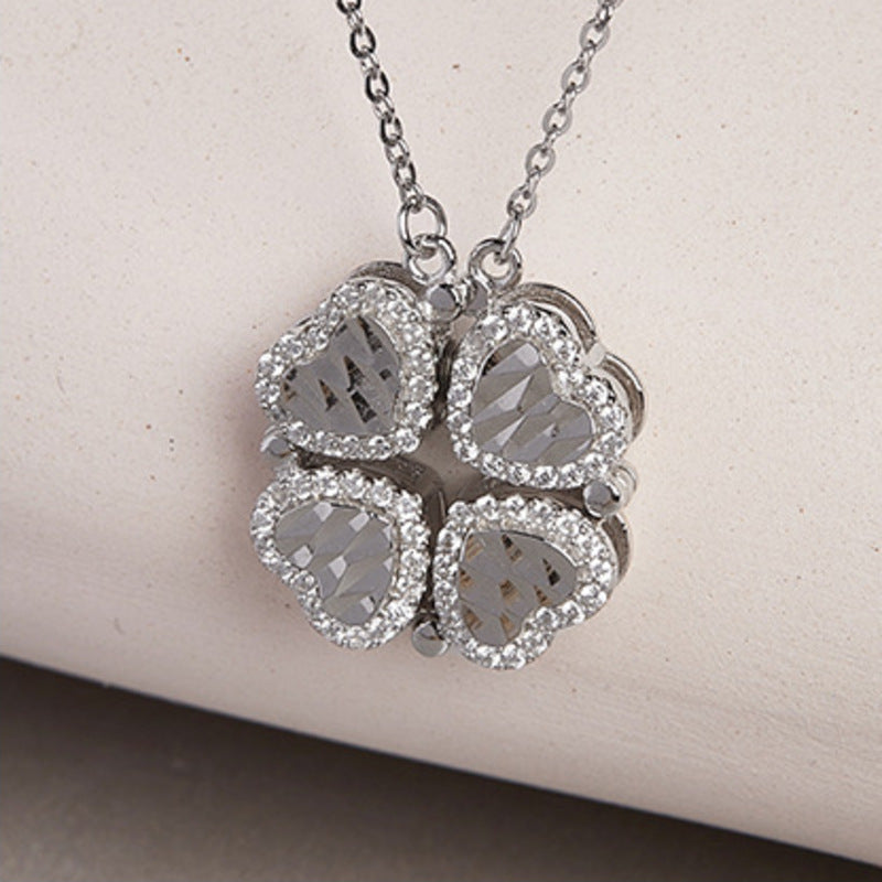 Close view of the reflective heart faces and clear stone borders