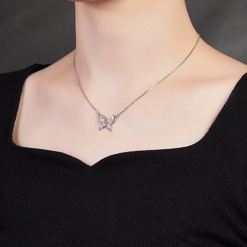 Original side-angle model photograph of the butterfly necklace