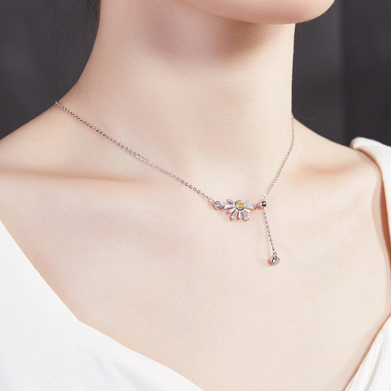 Model wearing the necklace from an angle