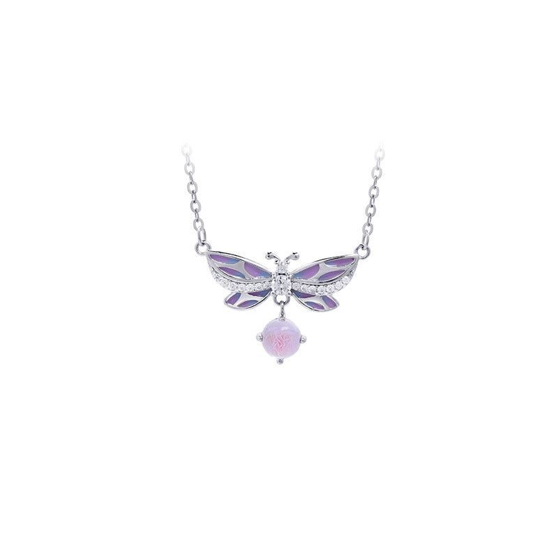 Original white-background photograph of the enamel butterfly necklace