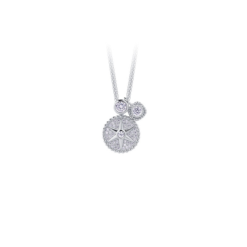 Original white-background photograph of the star compass necklace