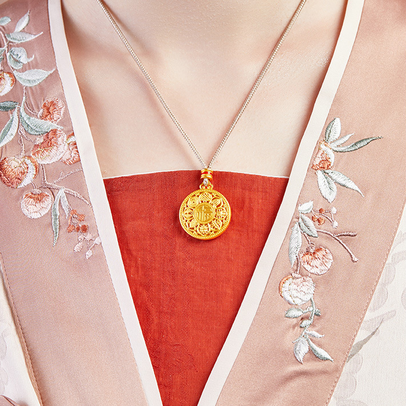 Original model wearing the Eight Treasures cord necklace