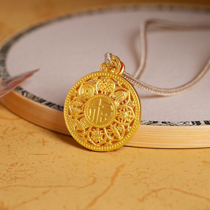 Eight Treasures pendant standing beside a cream dish