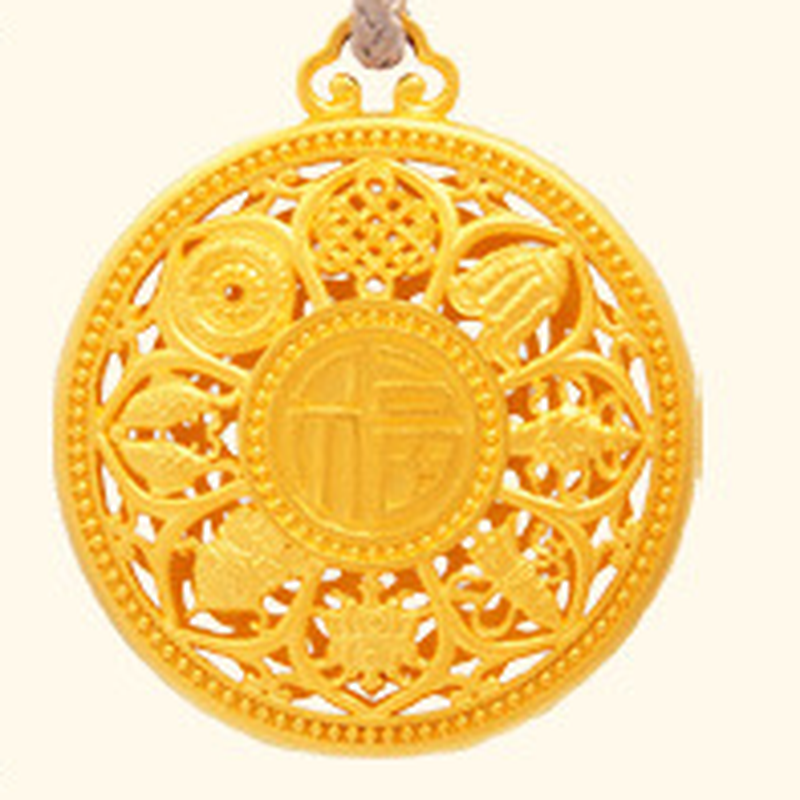 Original Eight Treasures pendant detail on cream