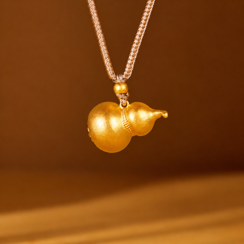 Style 1 gourd necklace on its original warm brown background