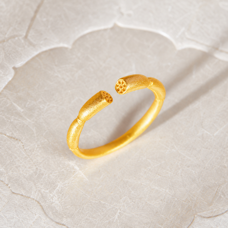 Oblique view of lotus root ring on stone