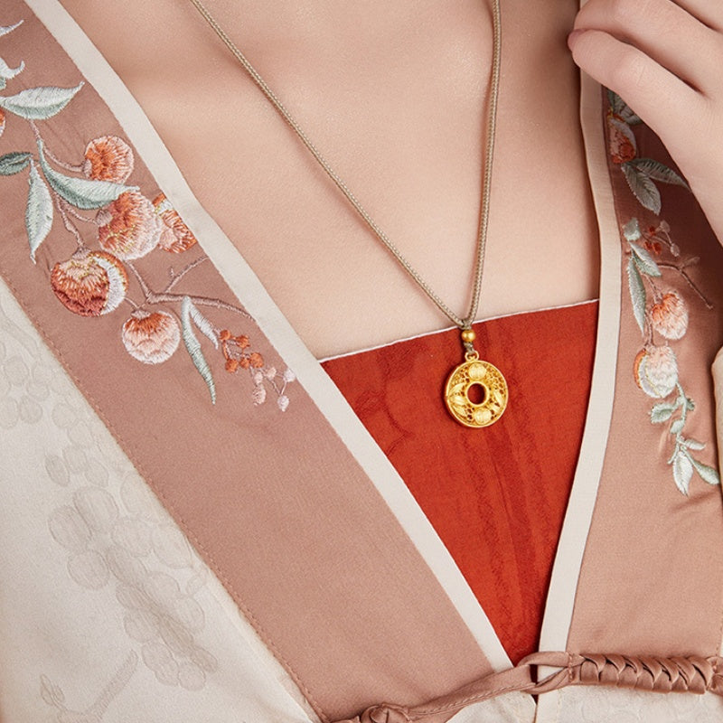 Supplier model showing the necklace from a side angle