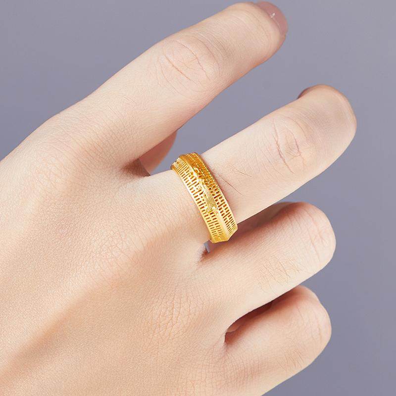 Original model wearing the gold-plated filigree dragon ring
