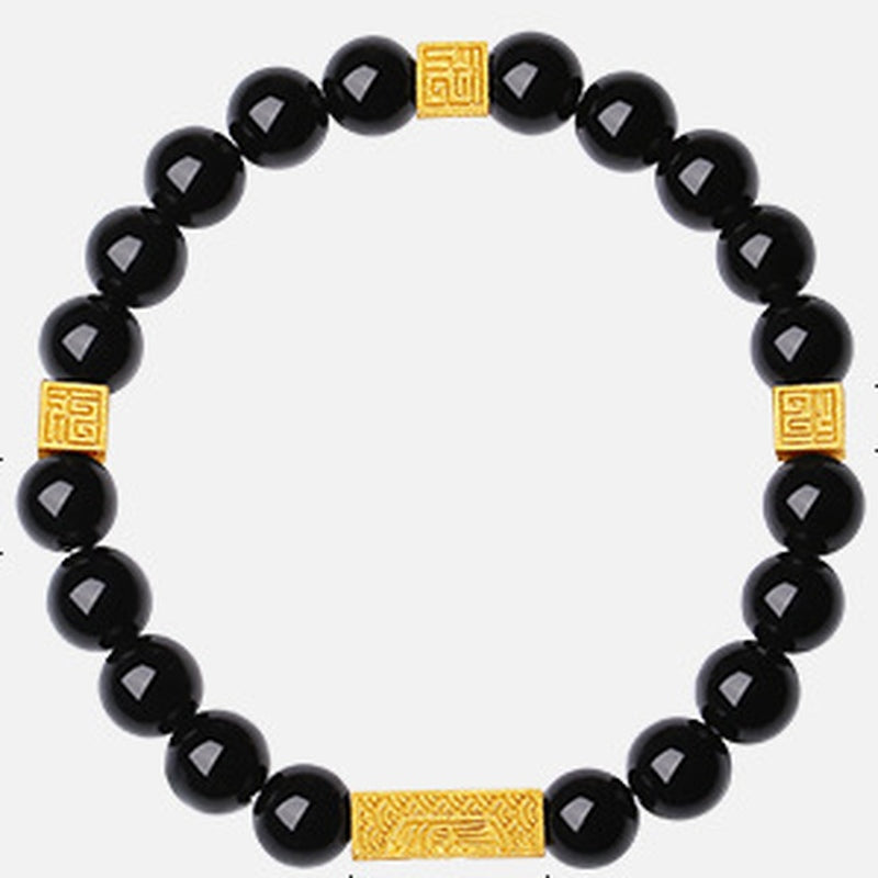 Original supplier photograph of the full obsidian blessing bracelet on a light background