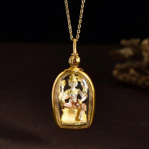 Gold Thai Buddha Amulet Phra khruang Necklace-Protection and Prosperity