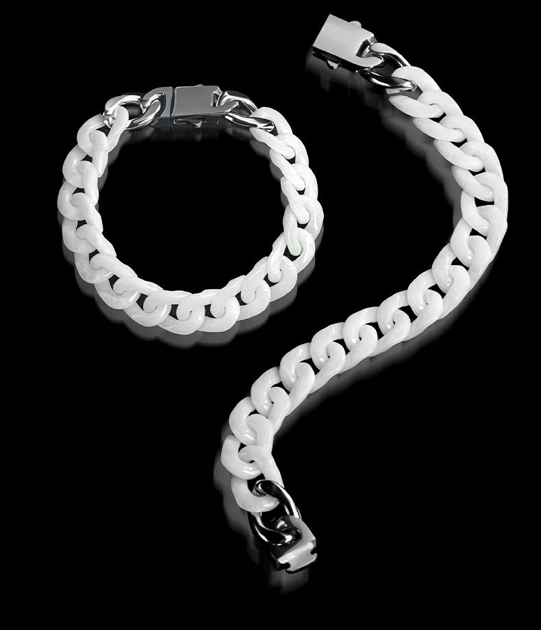 Natural Jadeite Cuban Chain Hand-Carved Bracelet-Premium Urban Jewelry in 3 Colors