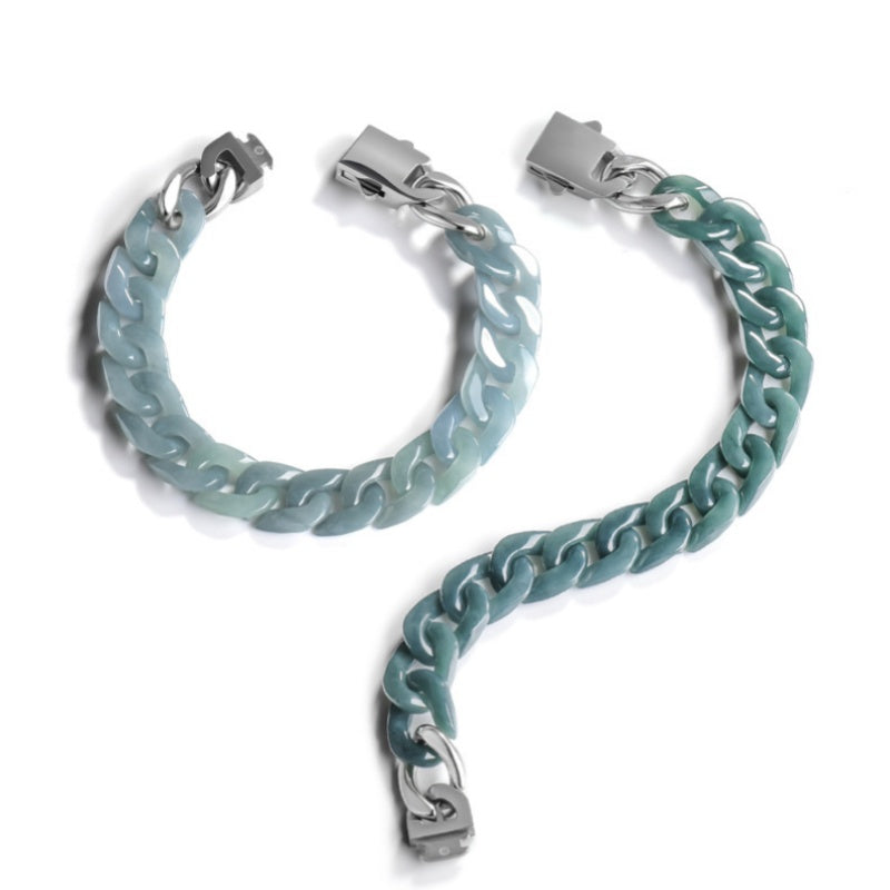 Natural Jadeite Cuban Chain Hand-Carved Bracelet-Premium Urban Jewelry in 3 Colors