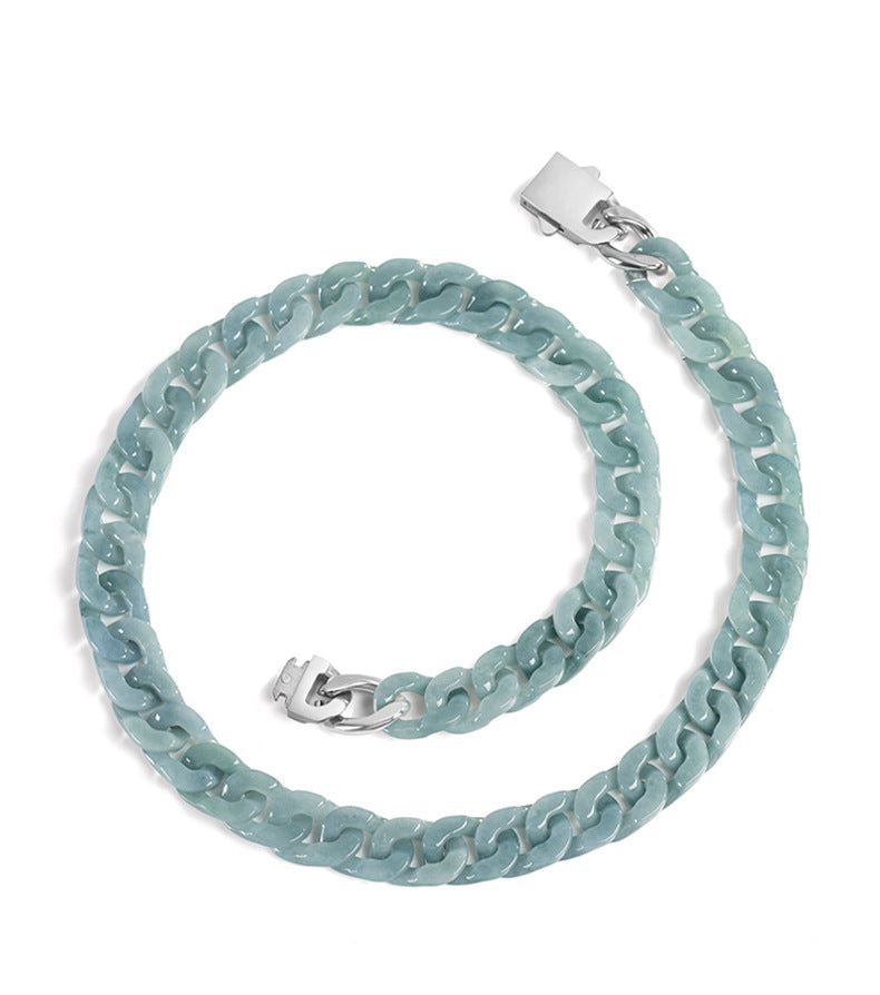 Natural Jadeite Cuban Chain Hand-Carved Bracelet-Premium Urban Jewelry in 3 Colors