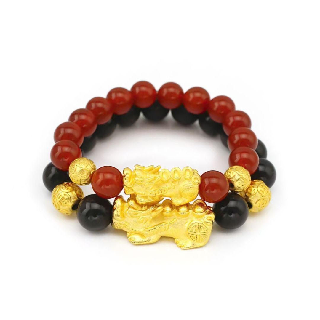 Golden Pixiu Obsidian Couple Bracelet -Attract Wealth