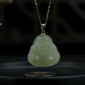 Laughing Buddha Peace & Abundance Hetian Jade Pendant Necklace