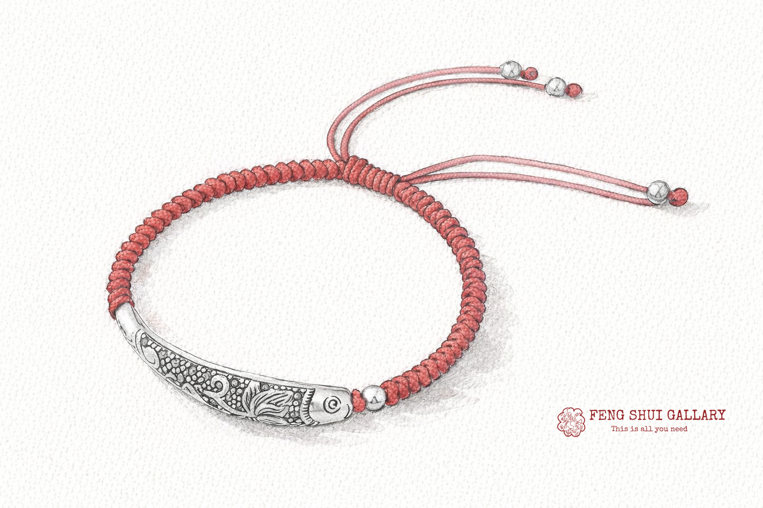Feng Shui 925 Silver Koi Fish Rope Bracelet