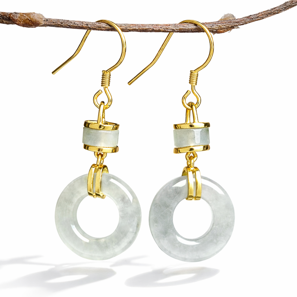 Natural White Jadeite Earrings-Spiritual Growth