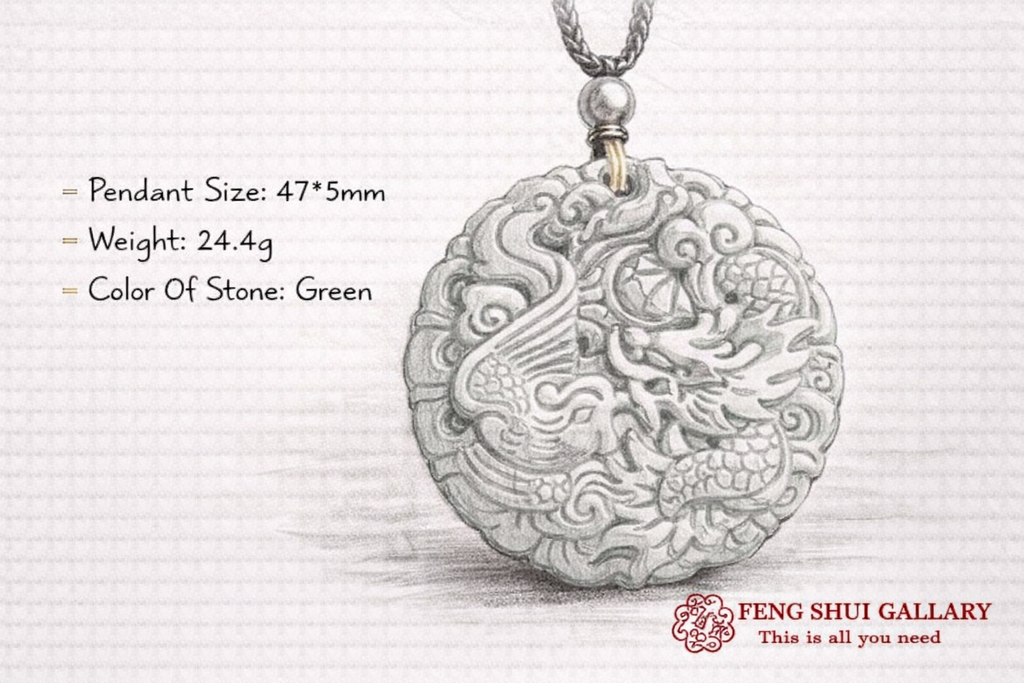Yin-Yang Balance-Dragon and Phoenix Jade Pendant