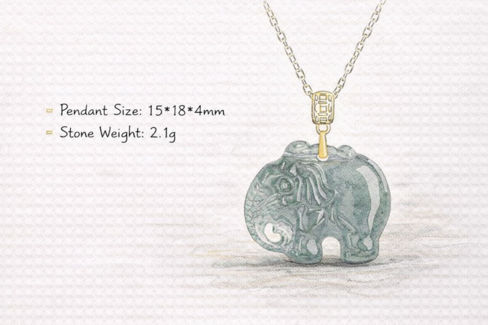 Spirit of Wisdom Elephant Jade Necklace