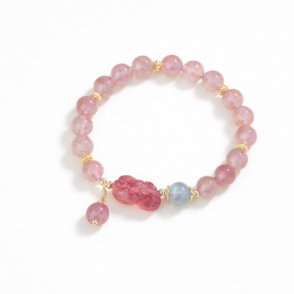 Radiant Affection Strawberry Quartz Pixiu Bracelet