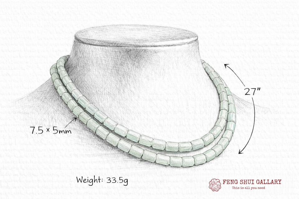 Mala Prayer Barrel Beads Jadeite Necklace-Inner Peace