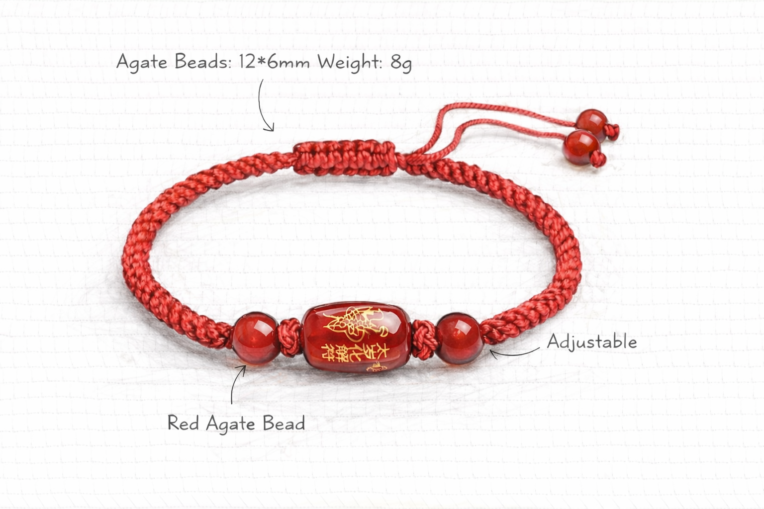 Tai Sui Red Agate Protection Bracelet