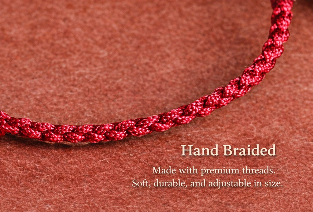 Peaceful Seasons Four-Petal Jade Red String Bracelet-Hand-Woven