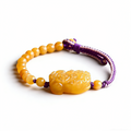 Natural Golden Silk Jade PiXiu Prosperity Hand-Woven Bracelet