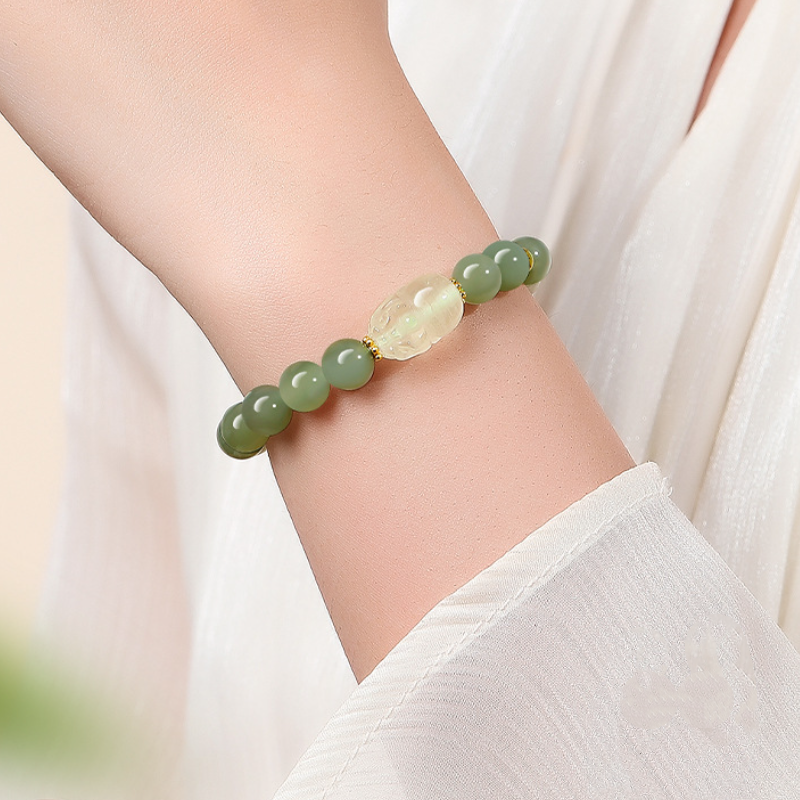 Hetian Jade & Citrine PiXiu Harmony Bracelet-The Wealth Guardian